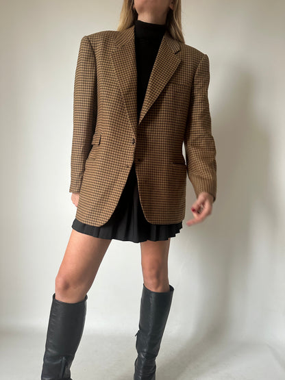Pied de poule wool blazer coat