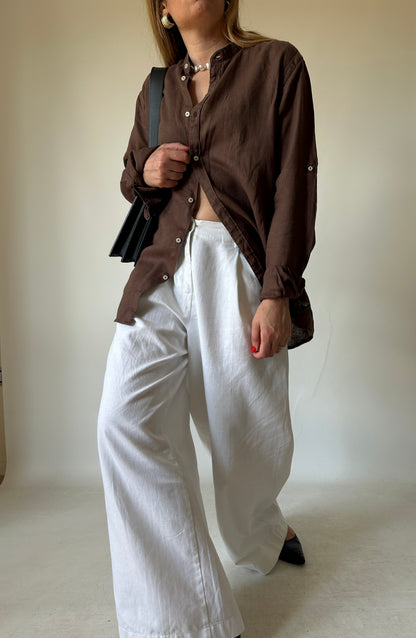 Chocolate 100% linen shirt