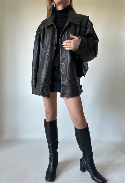 Dark chocolate leather jacket