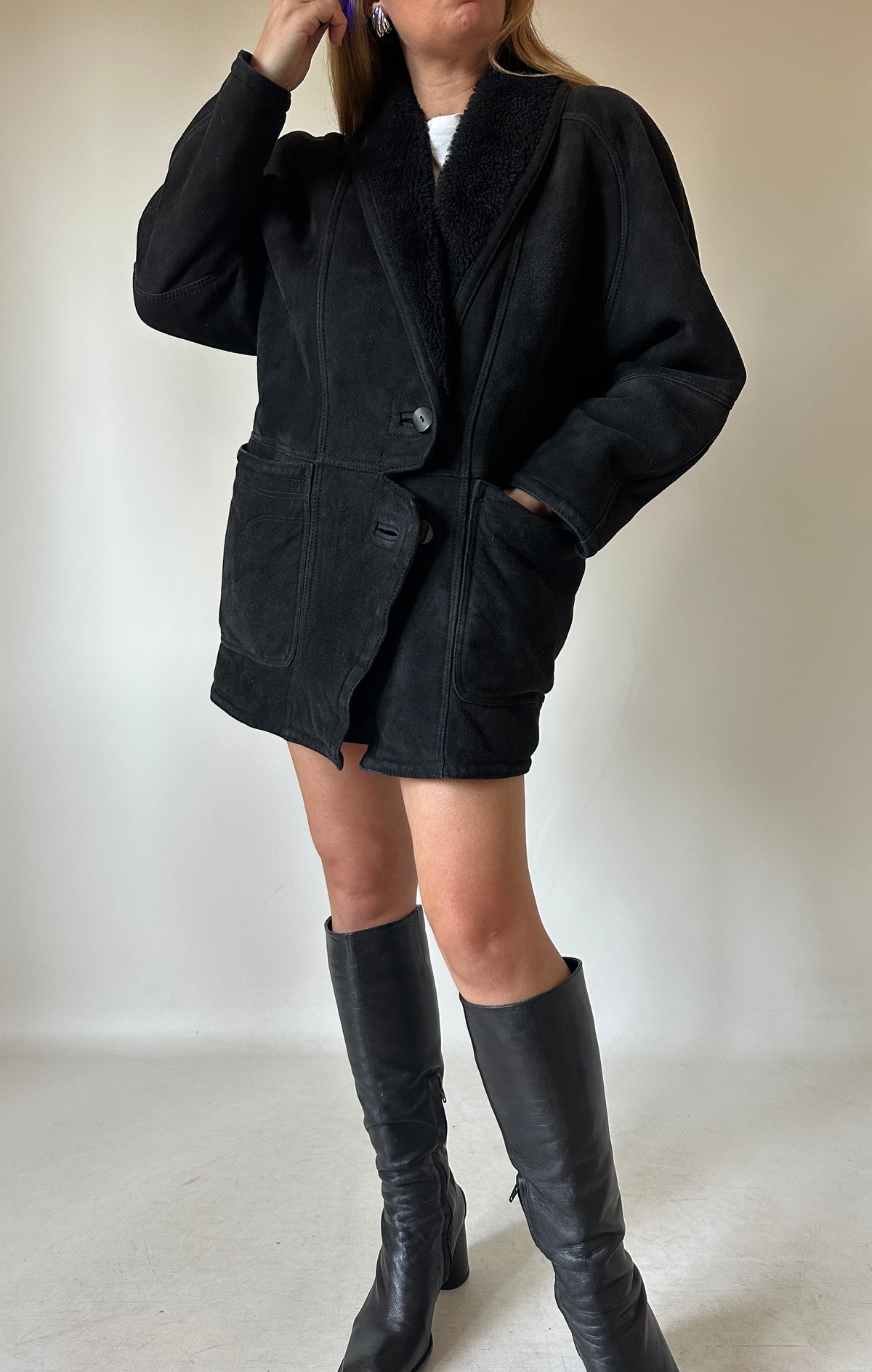 Dreamy petite black Shearling