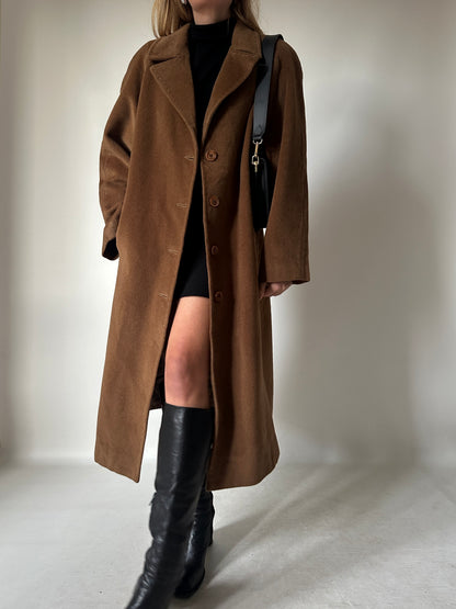 Extra long wool and cachemire camel coat