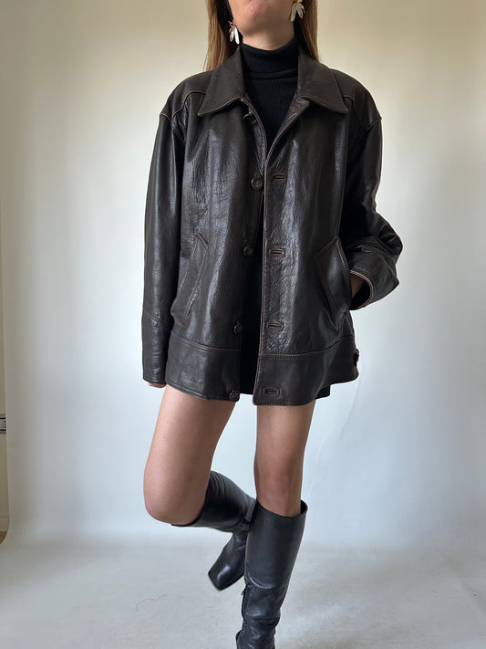 Dark chocolate leather jacket