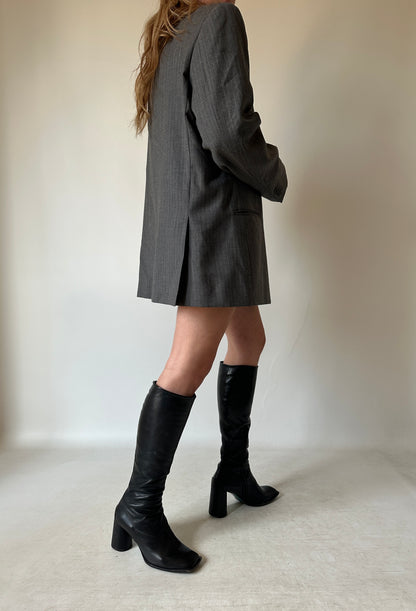 LEBOLE oversize light wool grey blazer