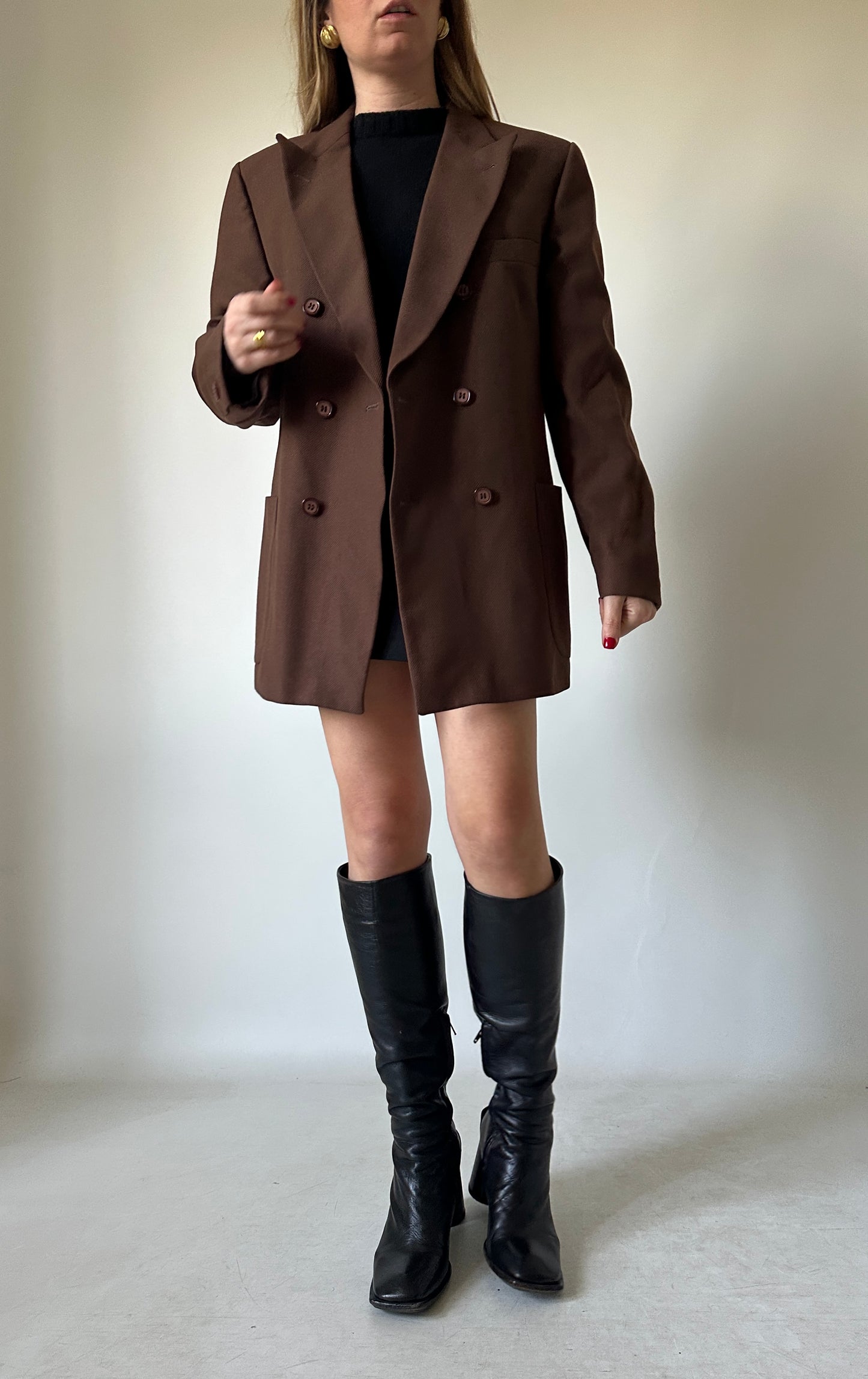 Chocolate light wool blazer
