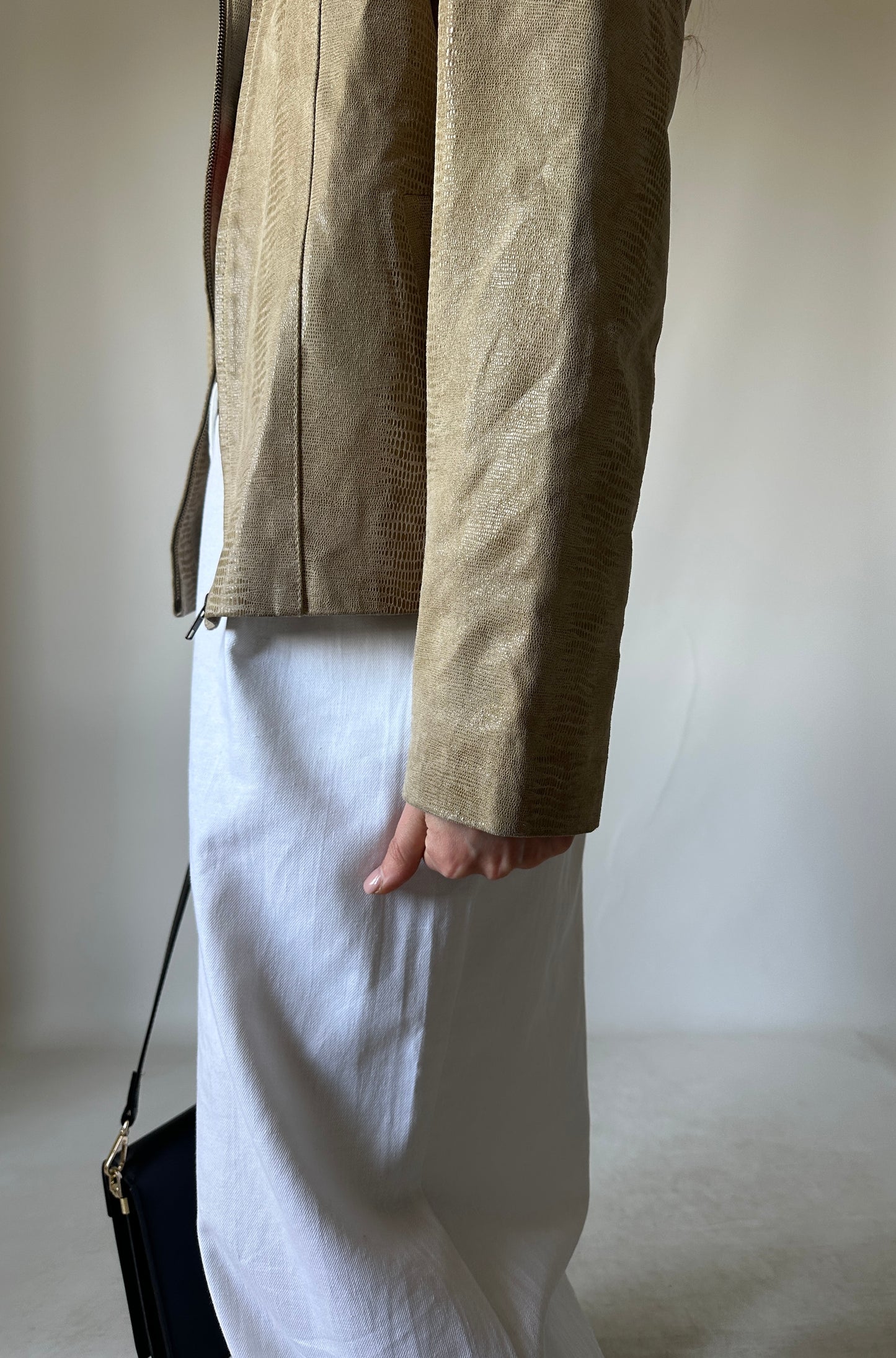 Phyton sand light leather jacket
