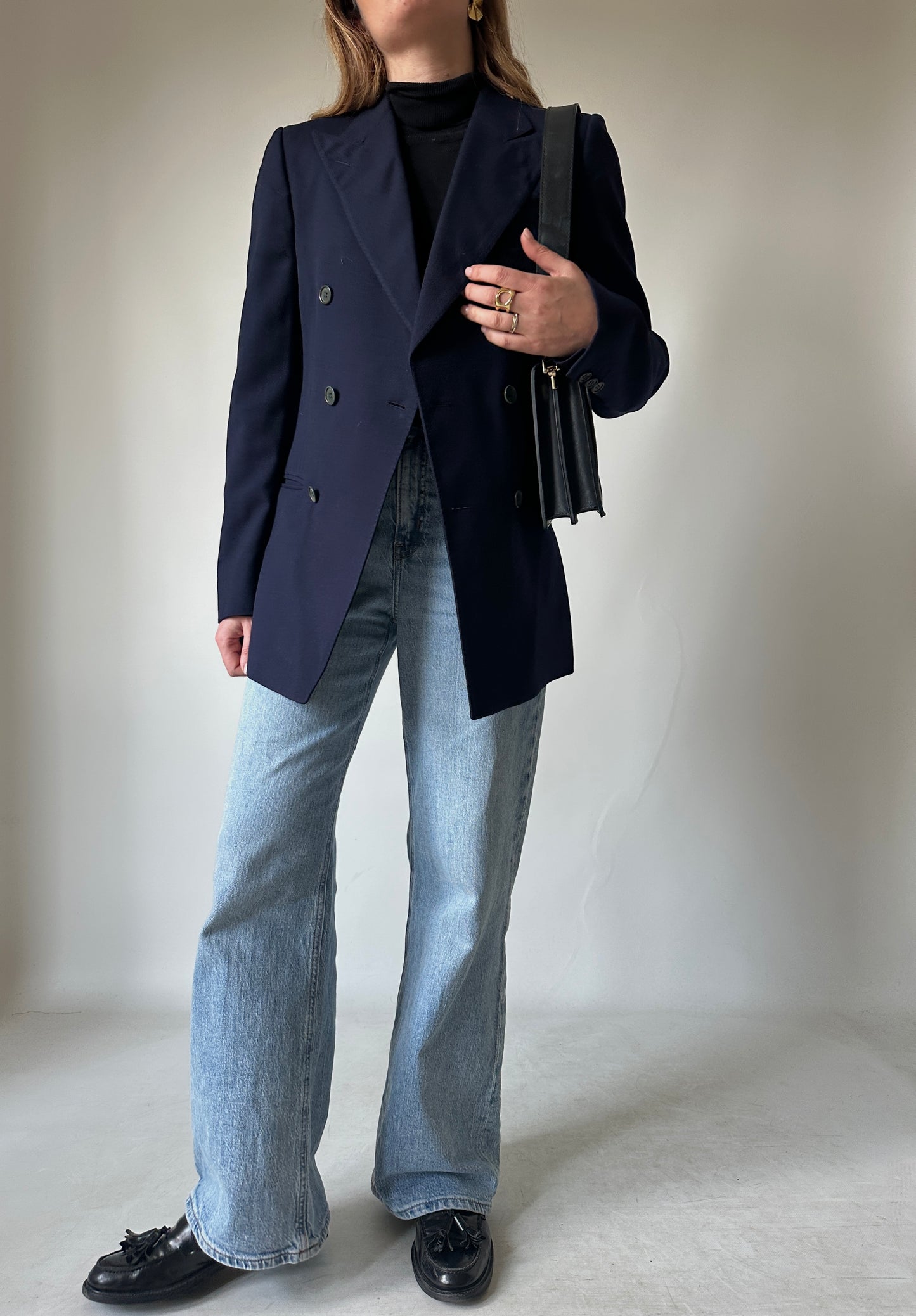 Double-breast virgin wool petite blazer