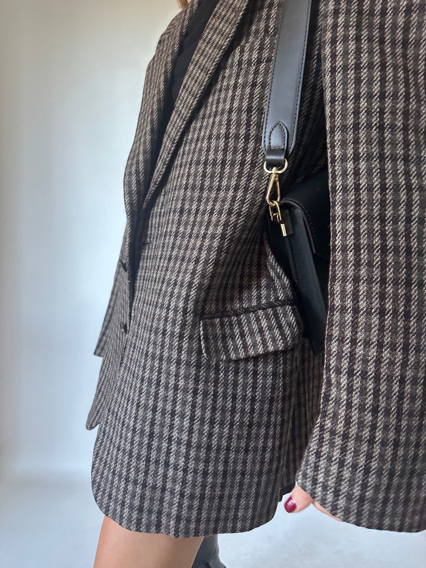 Pied de poule virgin wool brown blazer