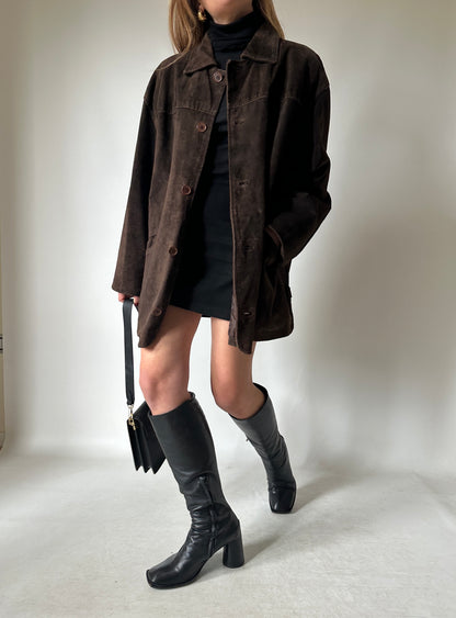 Dark chocolate real suede jacket