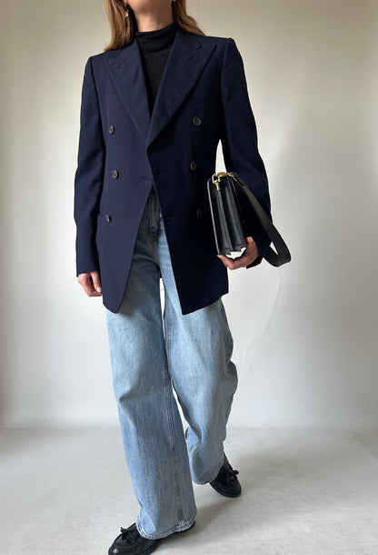 Double-breast virgin wool petite blazer