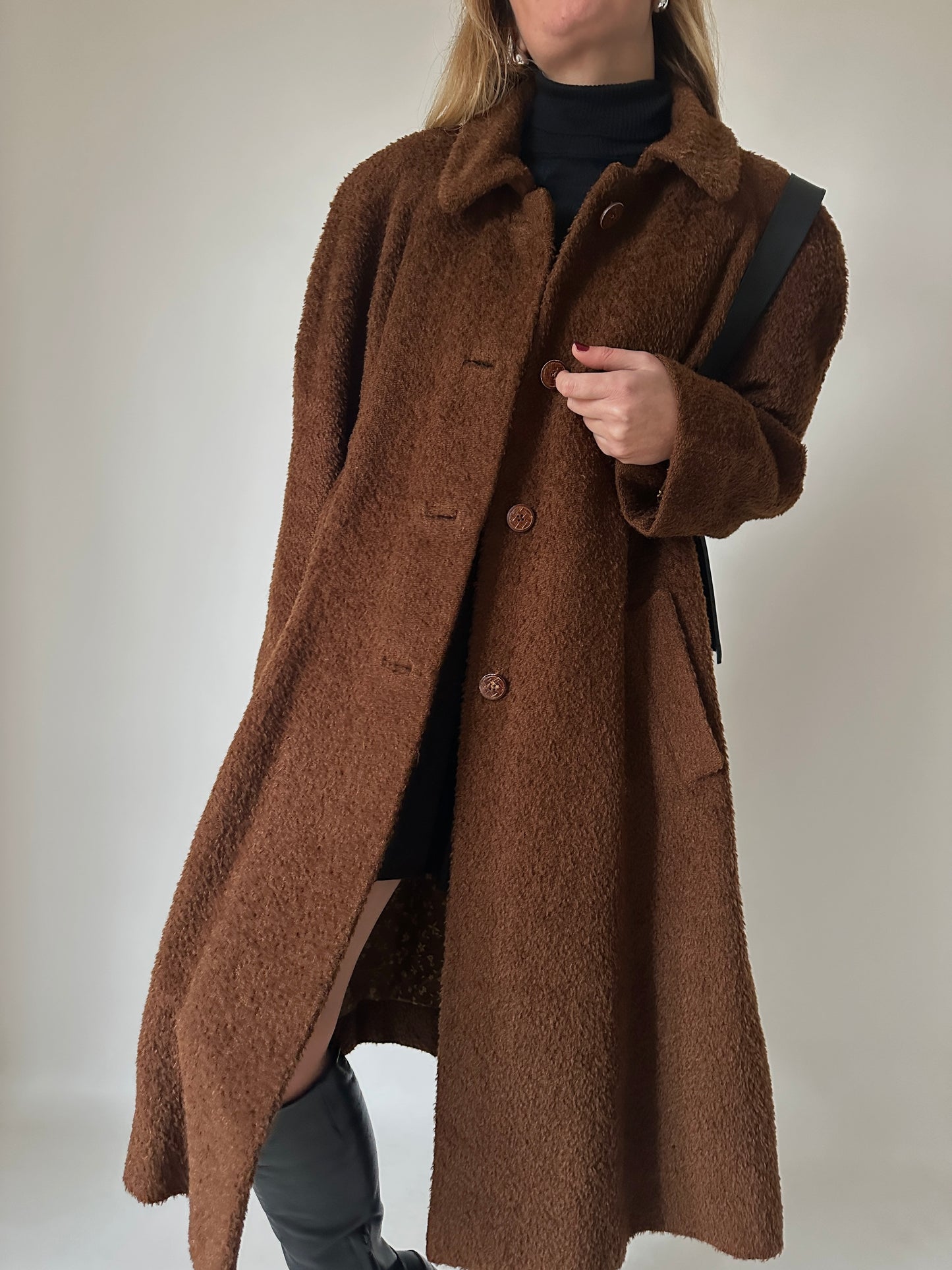 Chocolate teddy wool coat