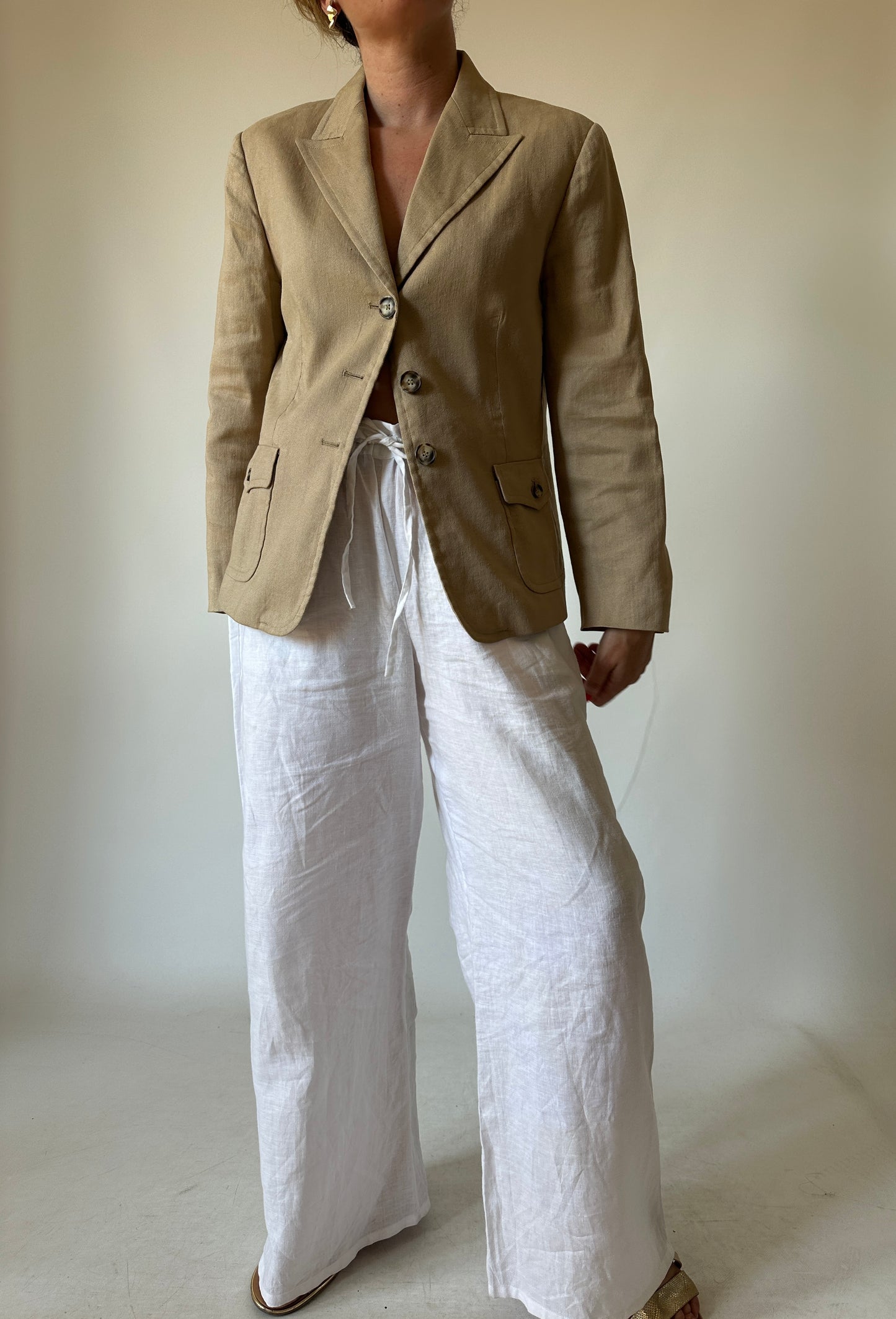 Minimal linen and cotton blazer