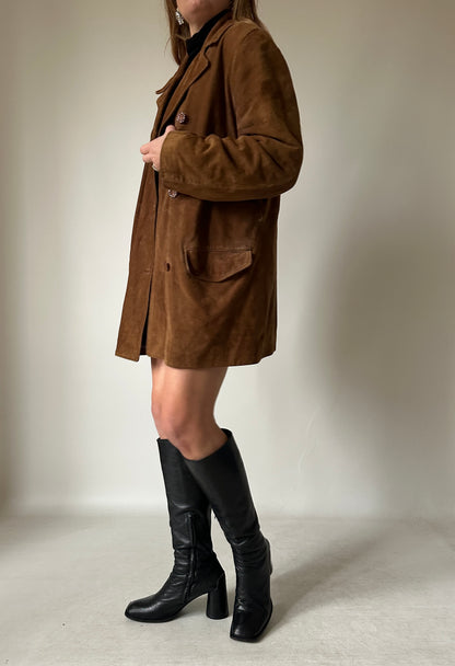 Chocolate real suede jacket