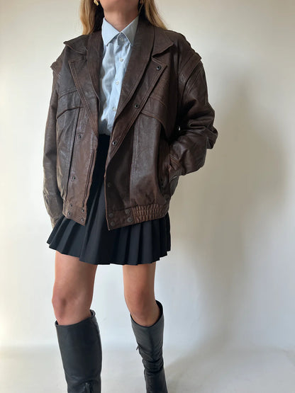 Unique chocolate distressed bomber