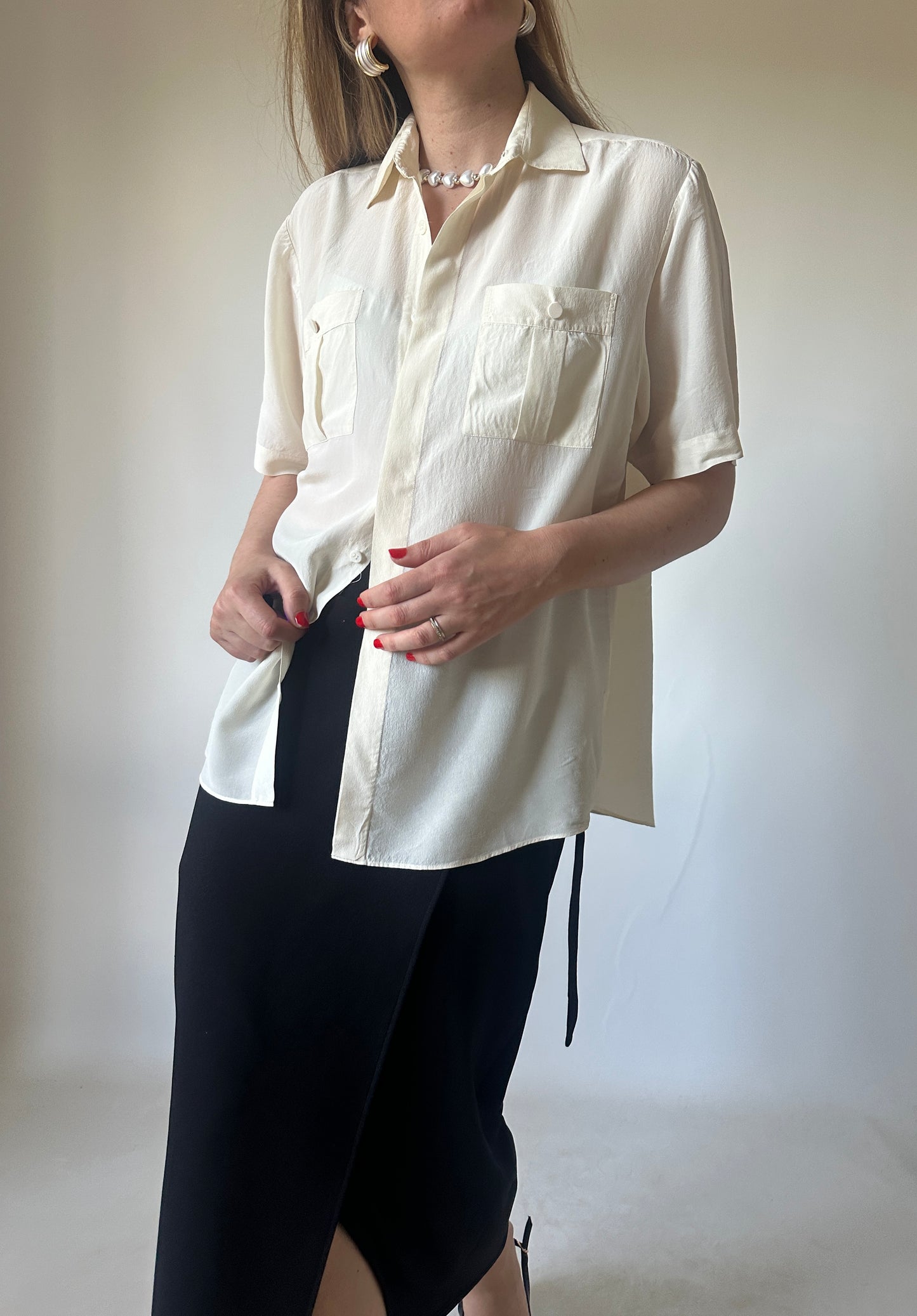 Cream pure silk shirt
