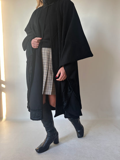 Luxury wool and astrakan poncho