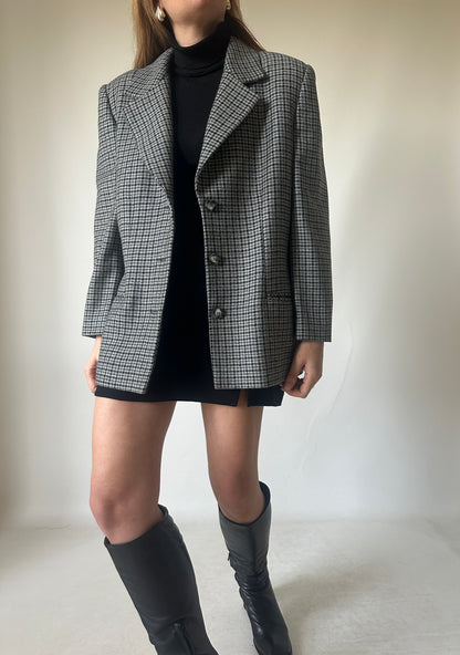 Pied de poule grey wool blazer