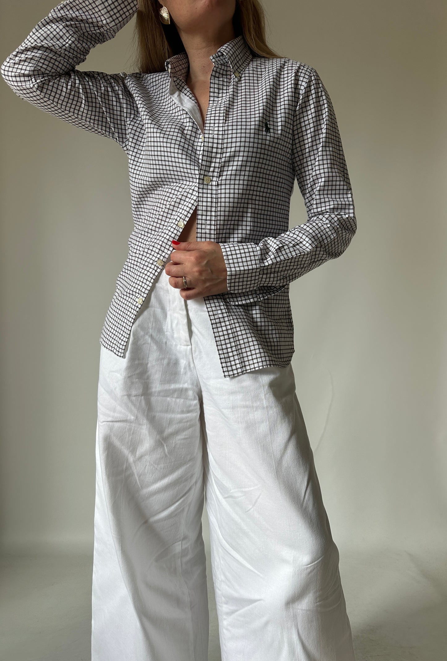 RALPH LAUREN brown vichy shirt