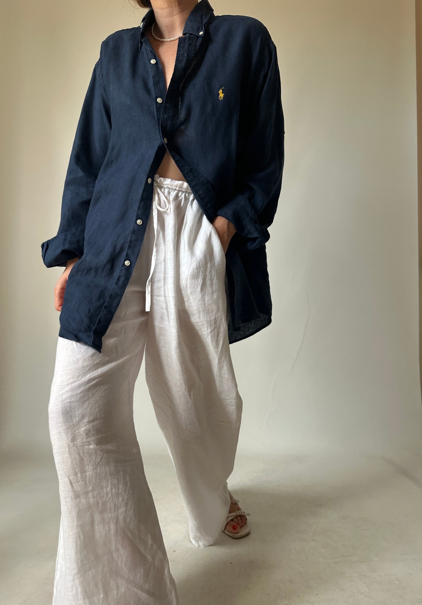 RALPH LAUREN navy linen shirt