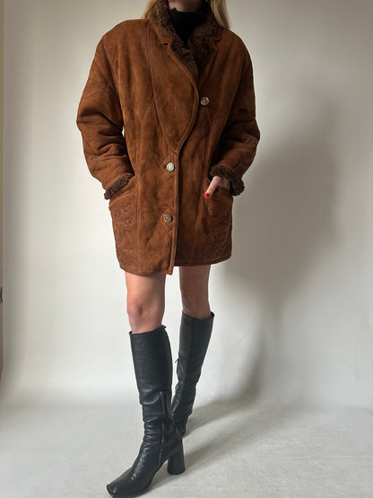 Shearling caramello con ricami - taglia 42