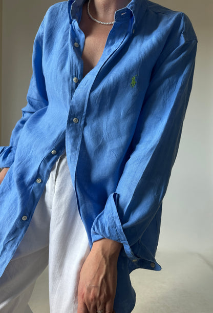 RALPH LAUREN blue linen shirt