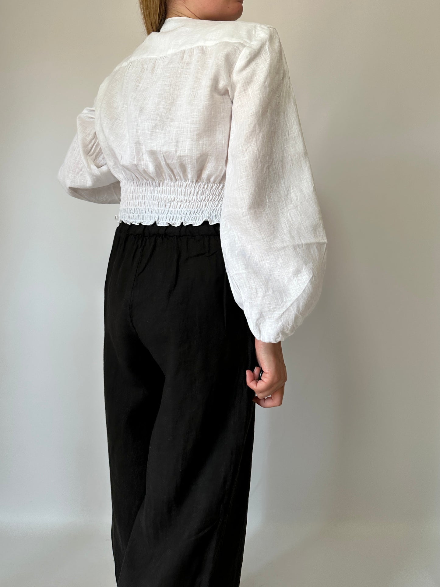 Top Ariel puro lino - bianco