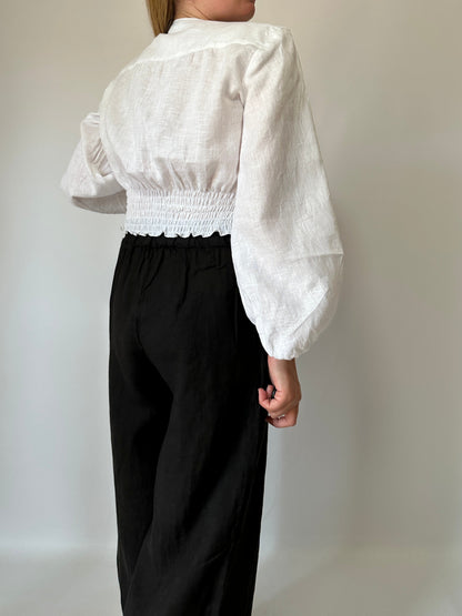 Top Ariel puro lino - bianco