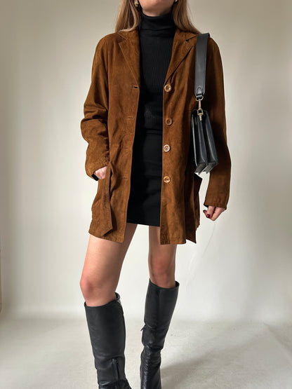 Suede petite jacket with belt