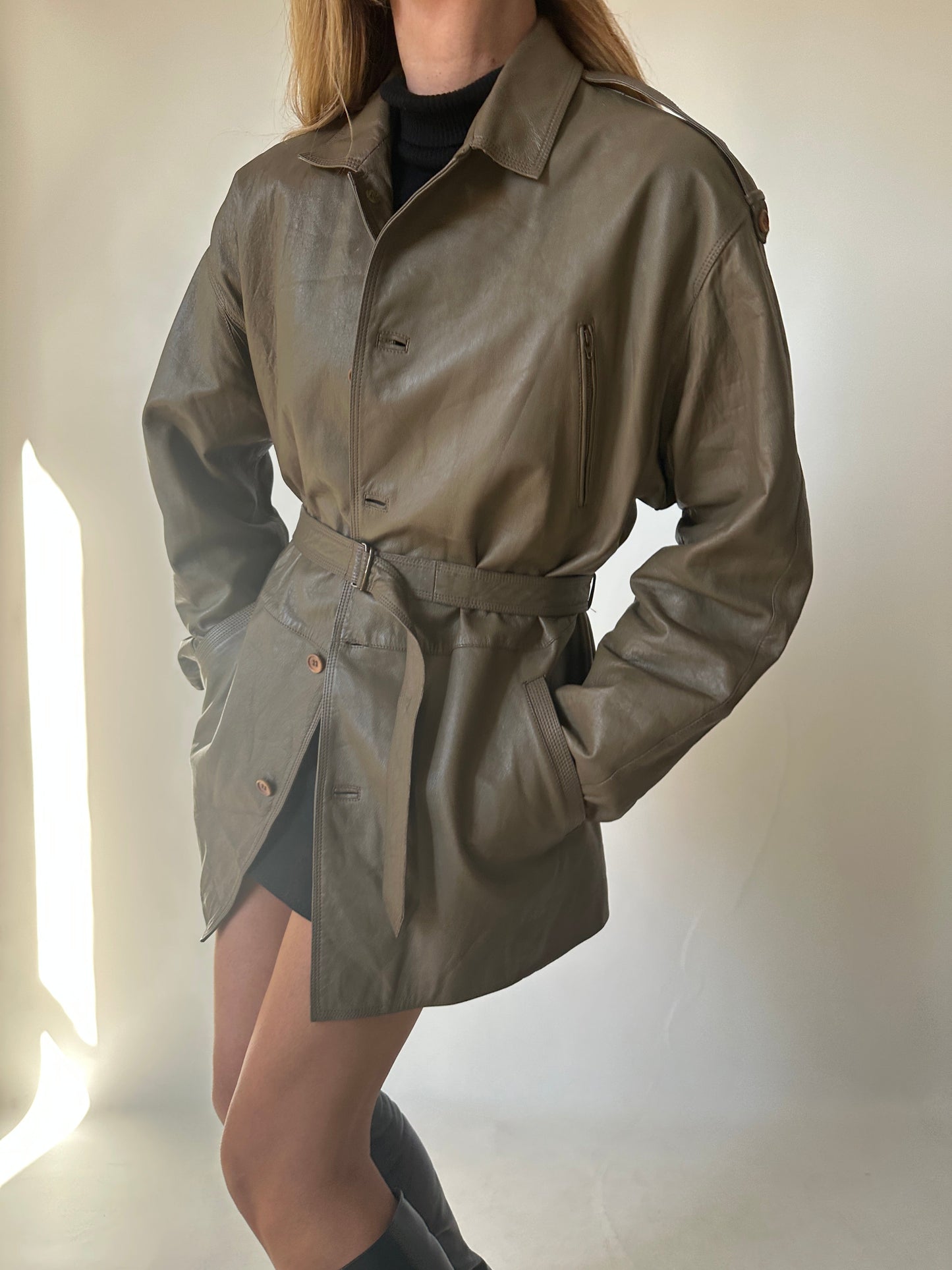 Utility leather jacket