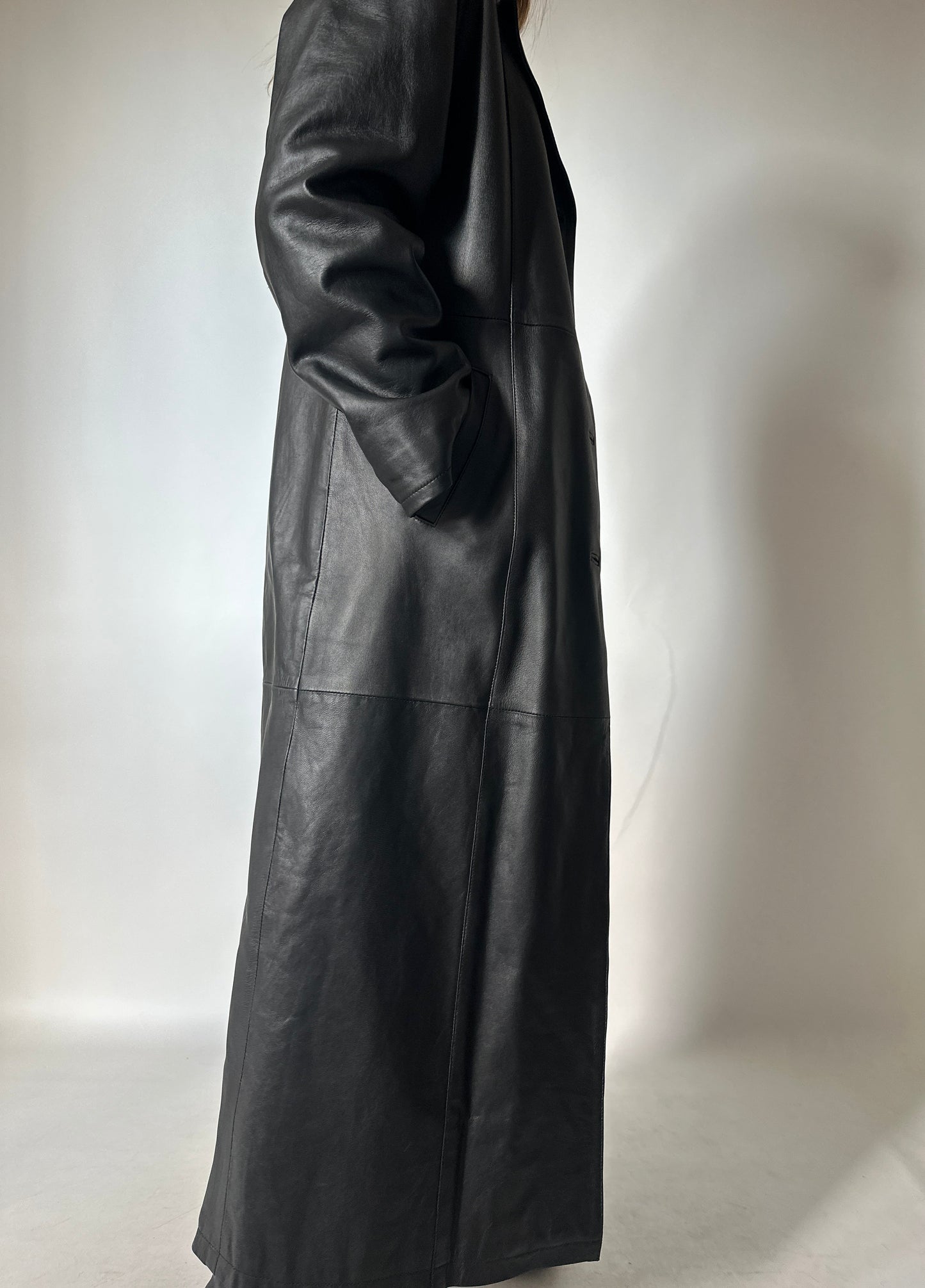 Iconic extra long leather trench
