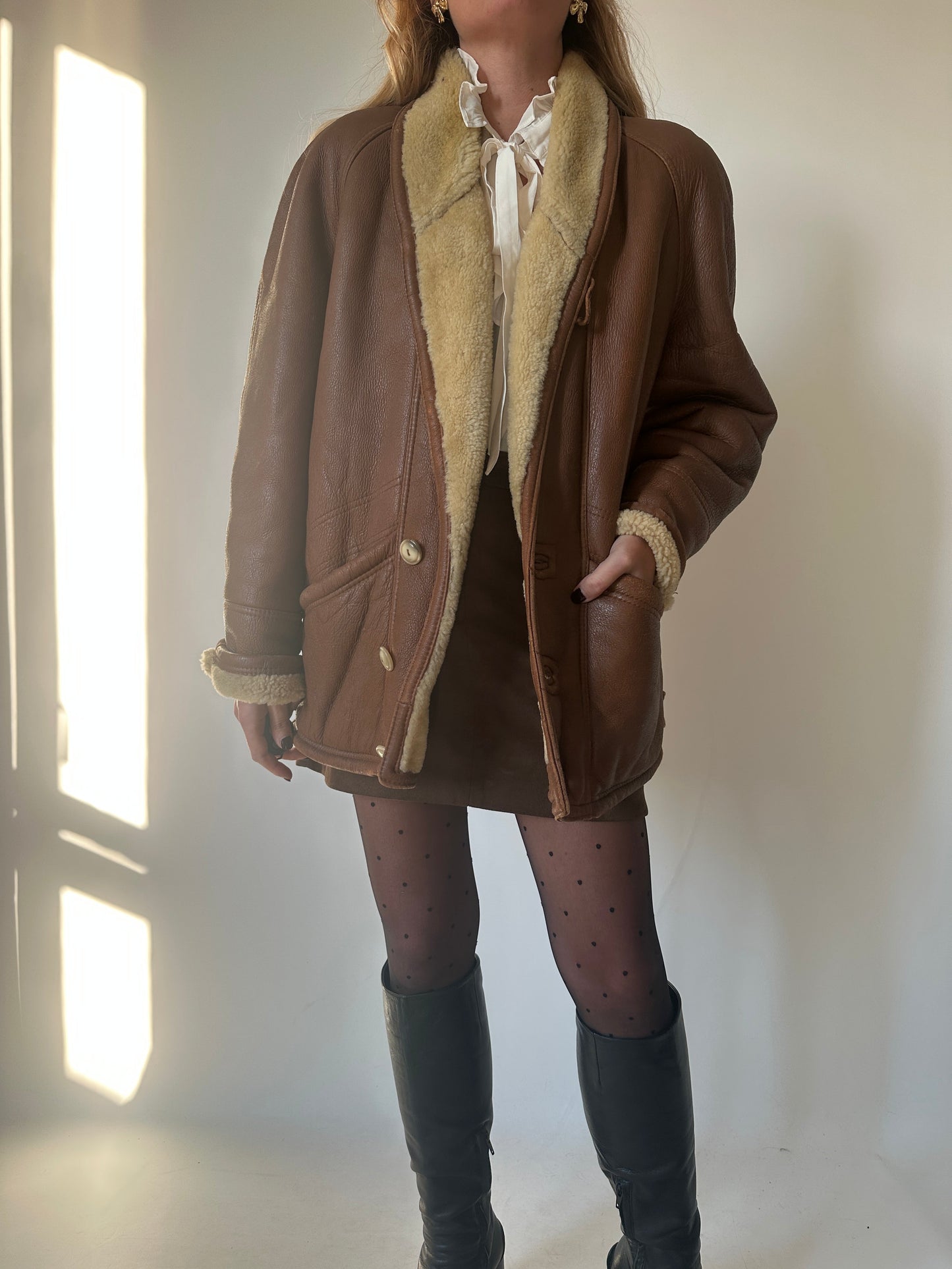 Camel passpartour Shearling