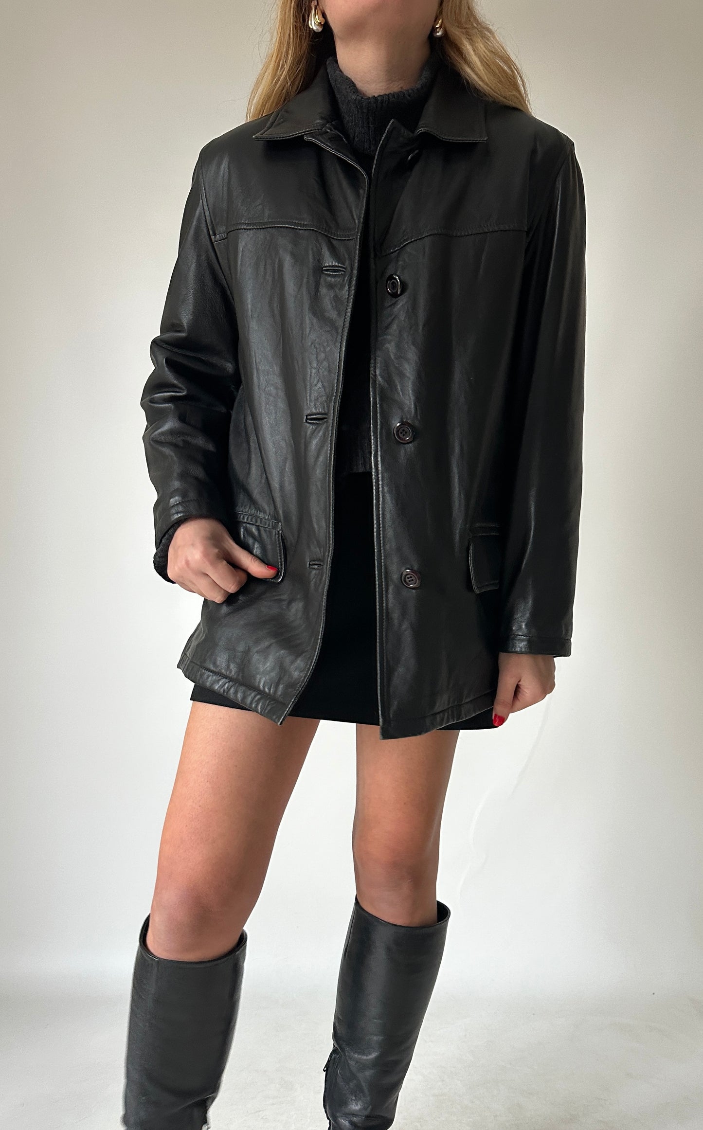 Giacca petite in pelle trapuntata