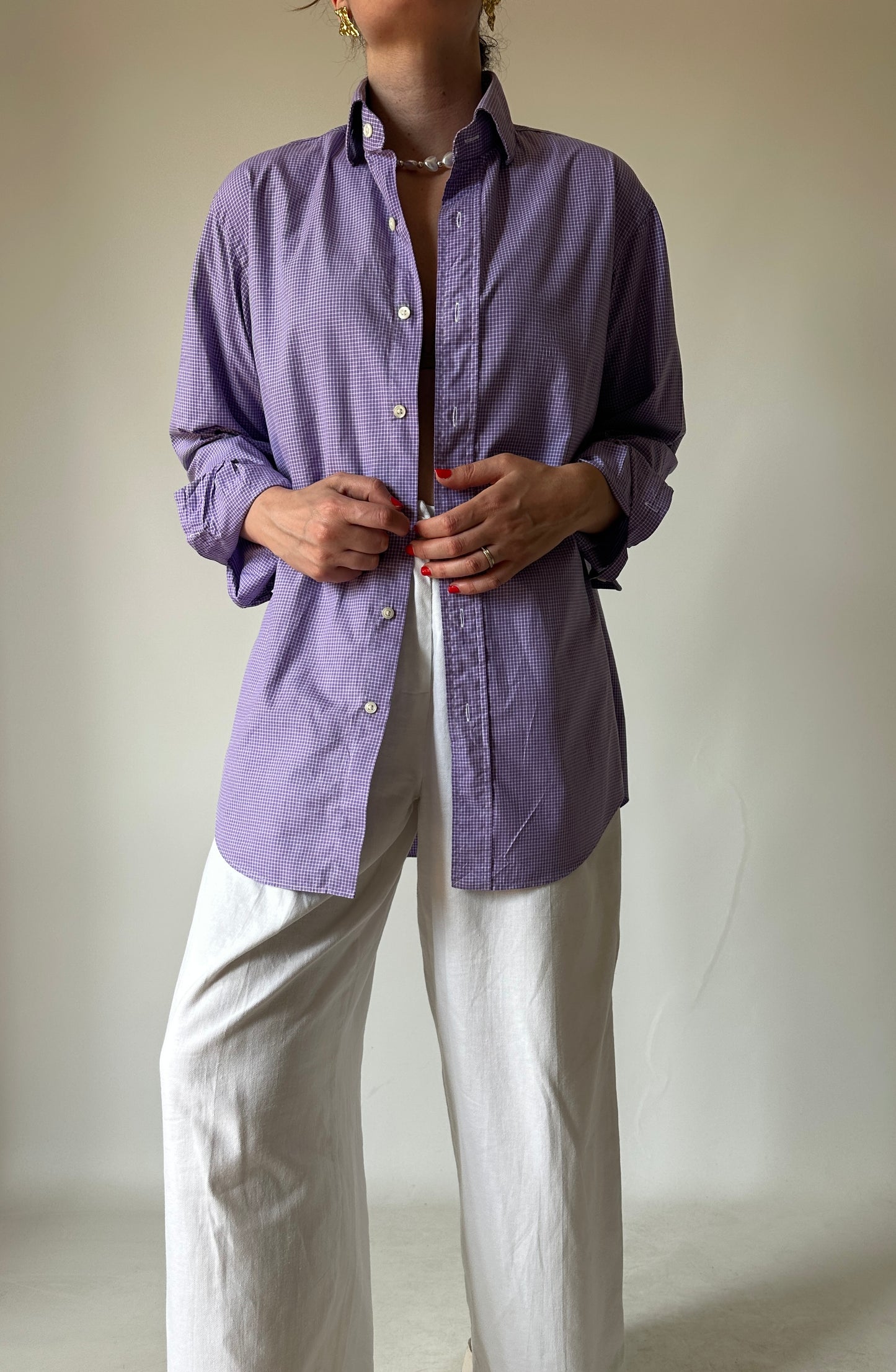RALPH LAUREN vichy lilac shirt