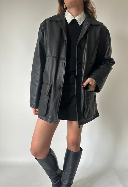 Giacca in pelle trapuntata
