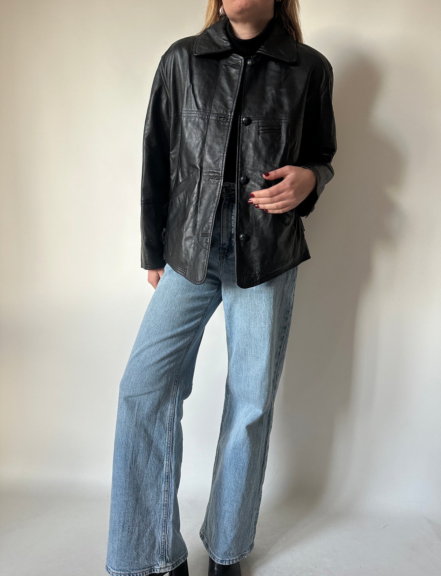 Bomber petite in pelle trapuntato