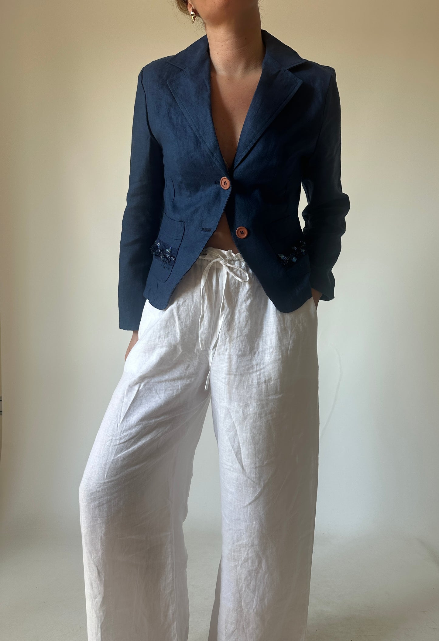 Pure linen petite blazer