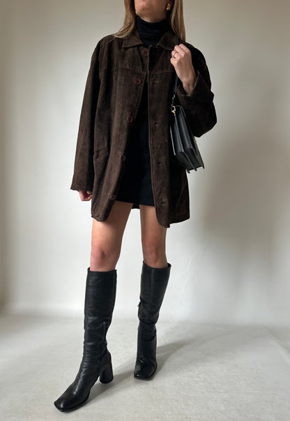 Dark chocolate real suede jacket