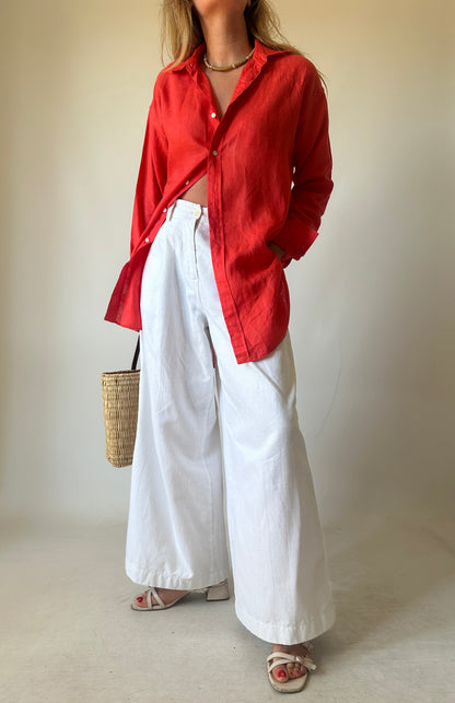 RALPH LAUREN coral linen shirt