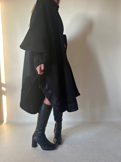 Luxury wool and astrakan poncho