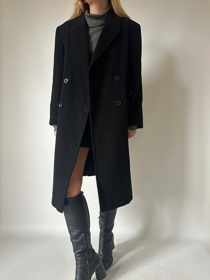 Perfect double-breast wool black coat