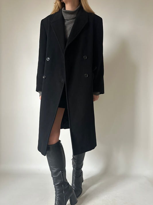 Perfect double-breast wool black coat