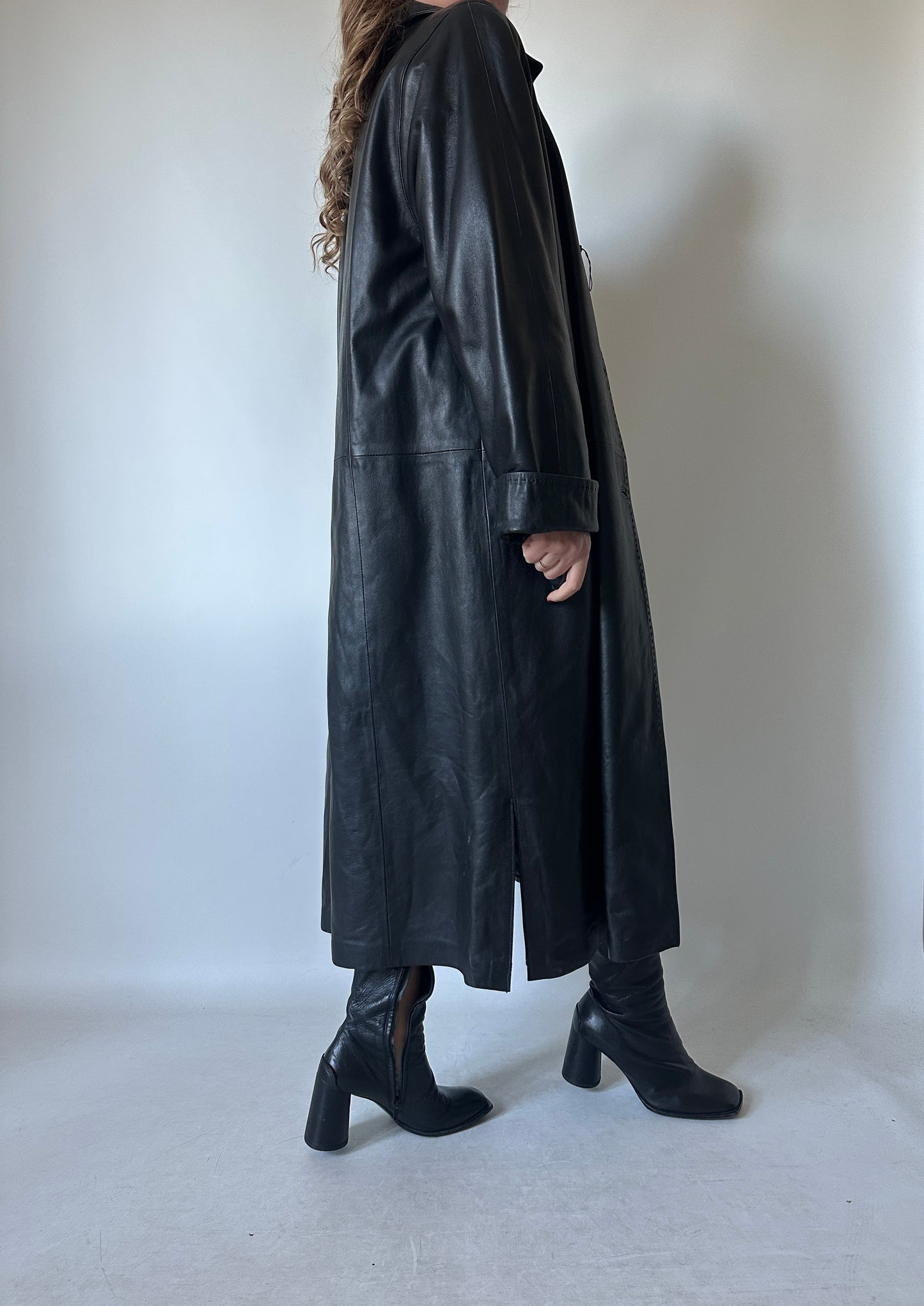 Extra long leather coat - new deadstock