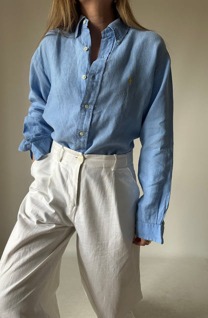 RALPH LAUREN blue linen shirt