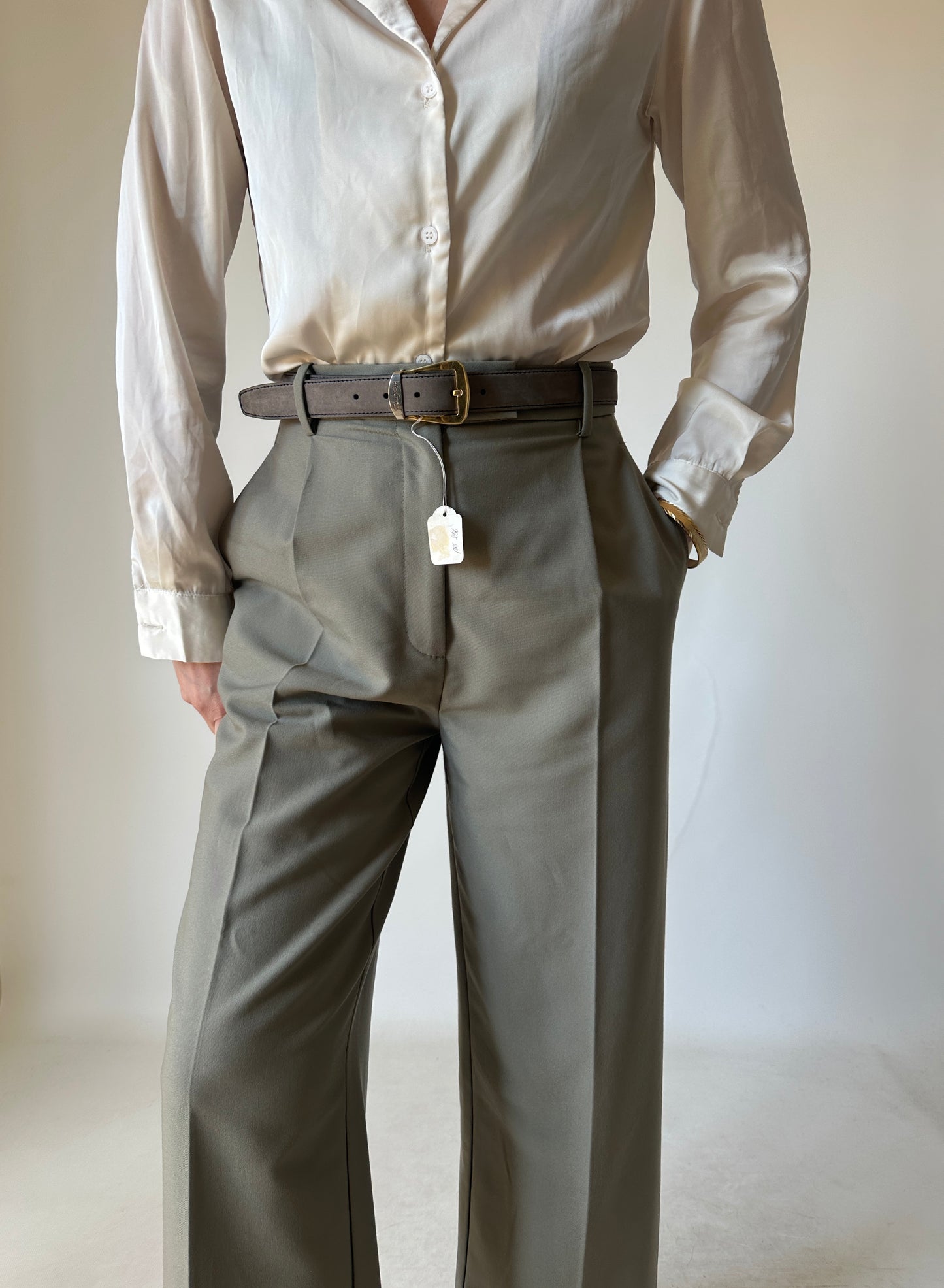UGO CORSINI taupè leather belt - new