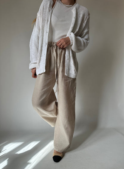Pantalone Matilde in lino - sabbia