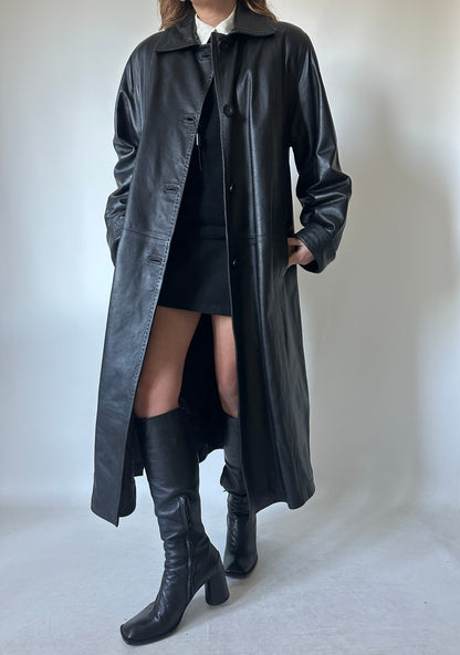 Extra long leather coat - new deadstock