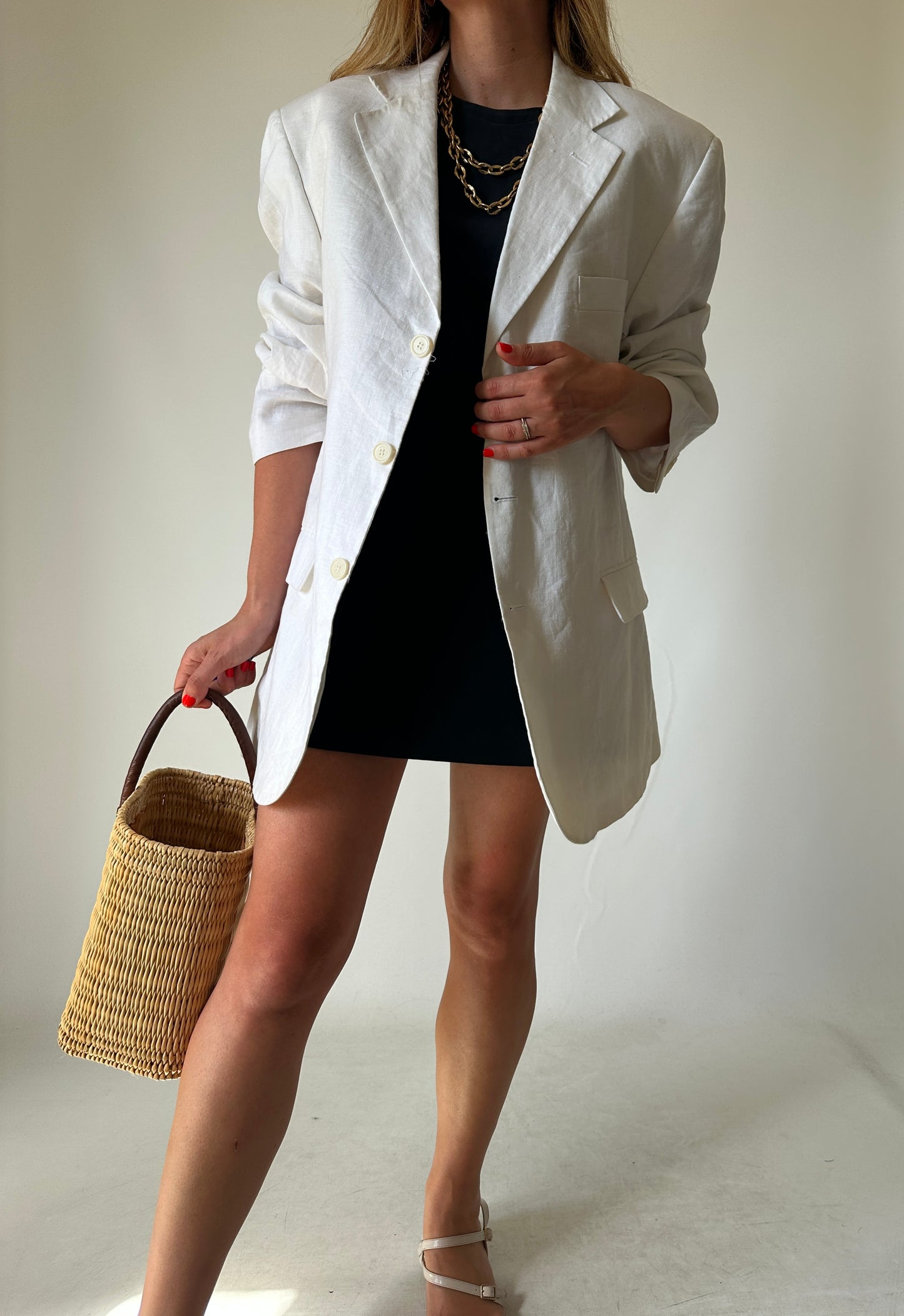 Blazer over in lino bianco chic