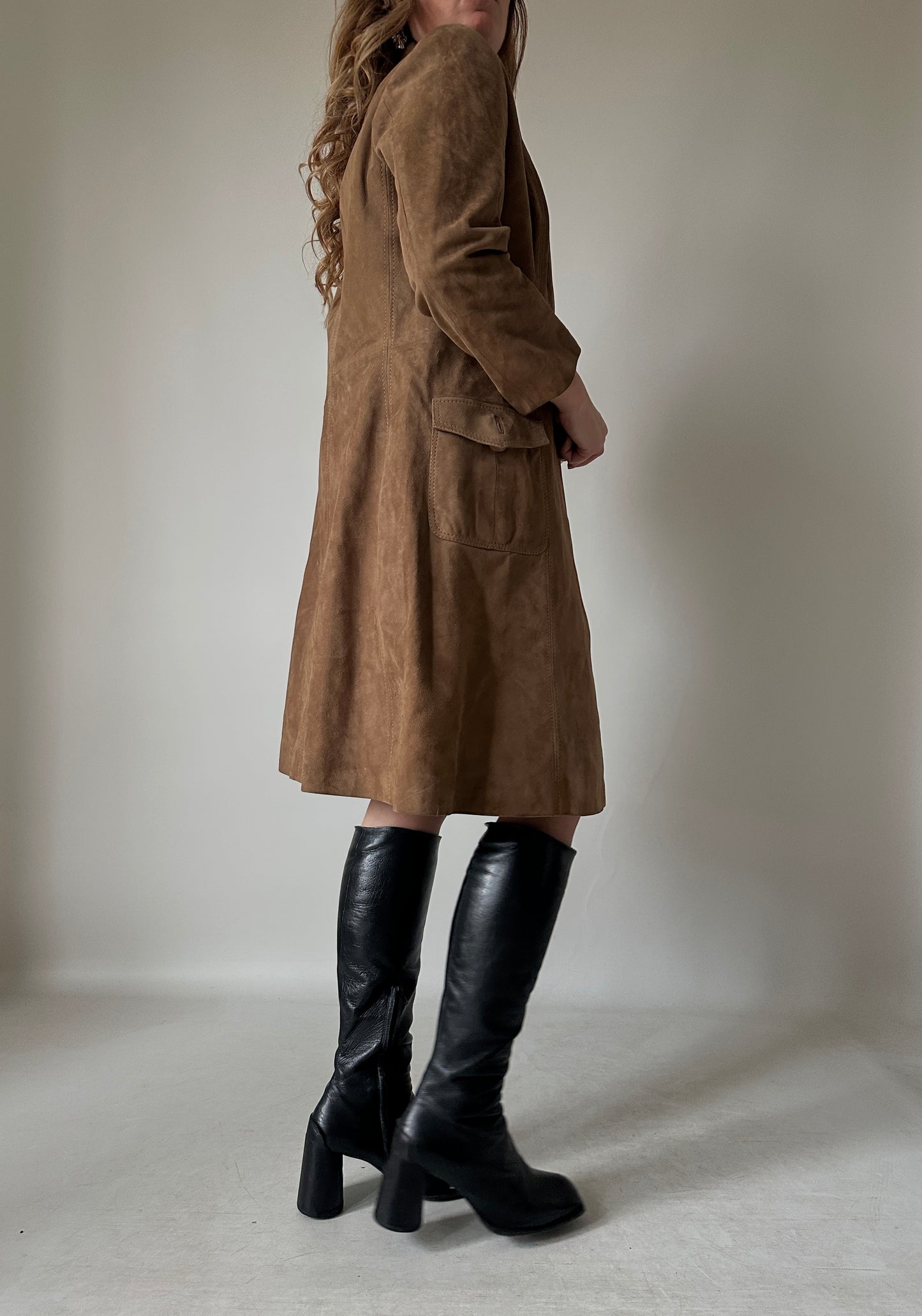 Long suede petite trench