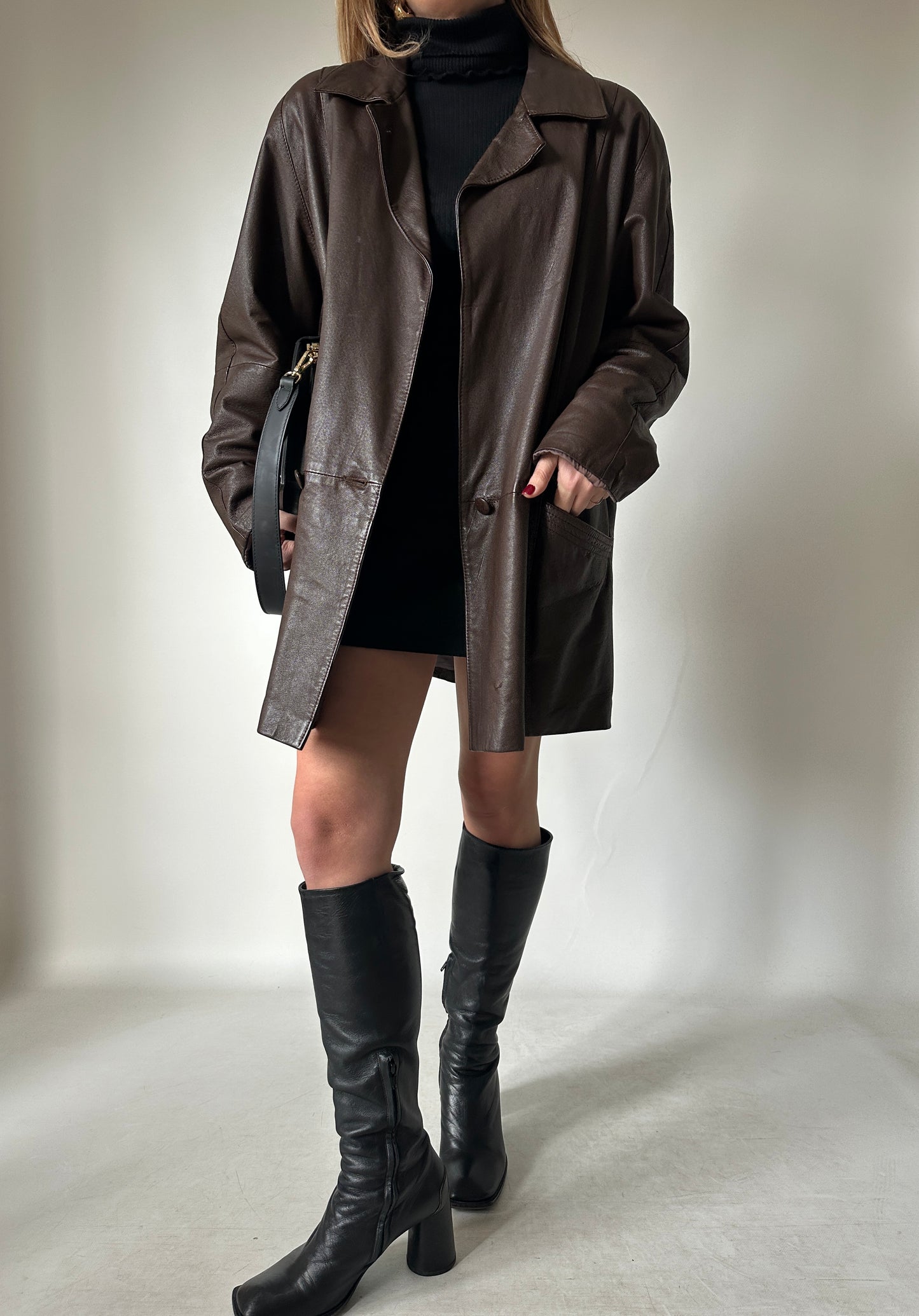 Dark chocolate real leather jacket