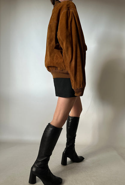 Petite suede bomber