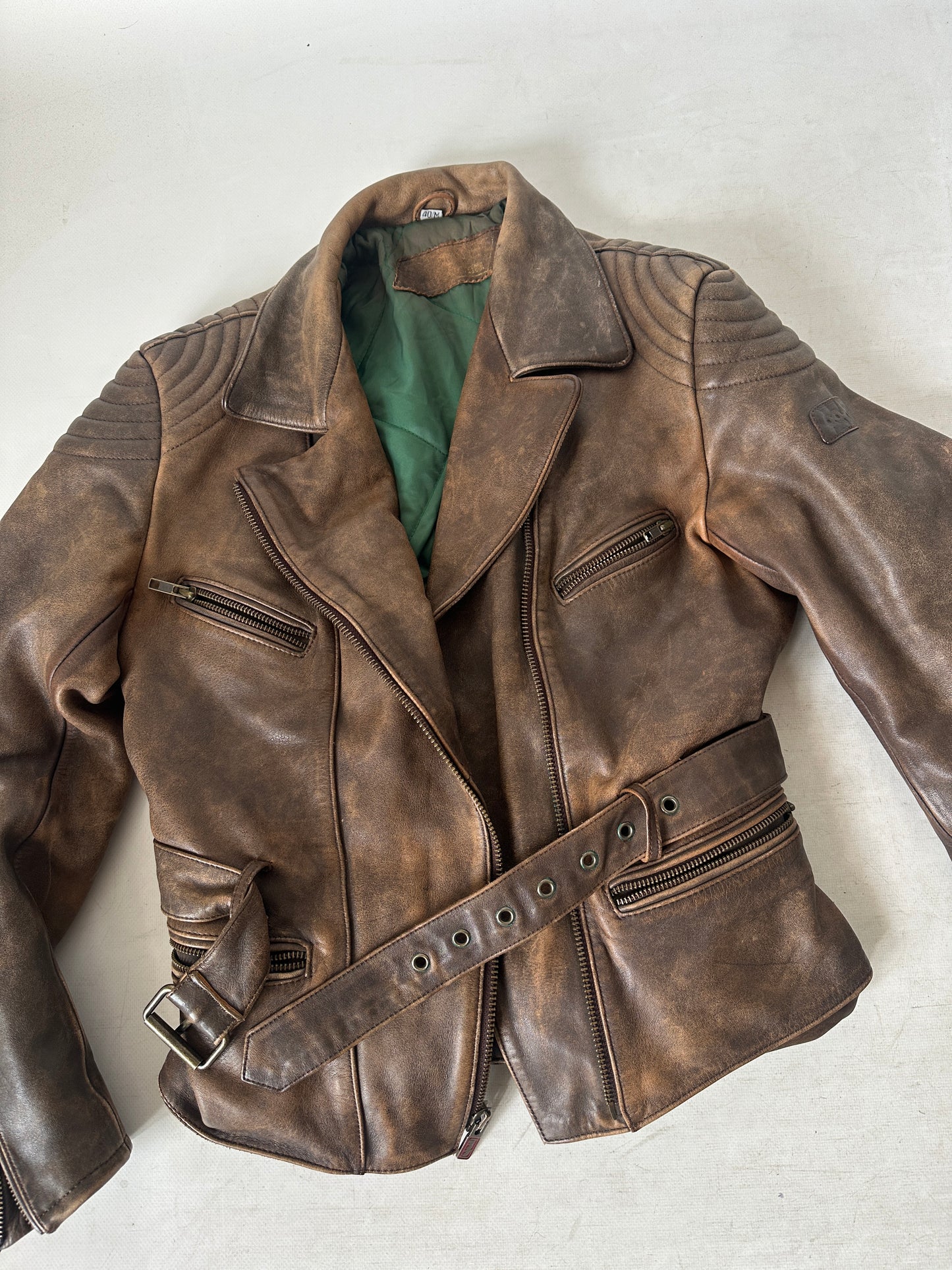 Dreamy brown distressed petite biker